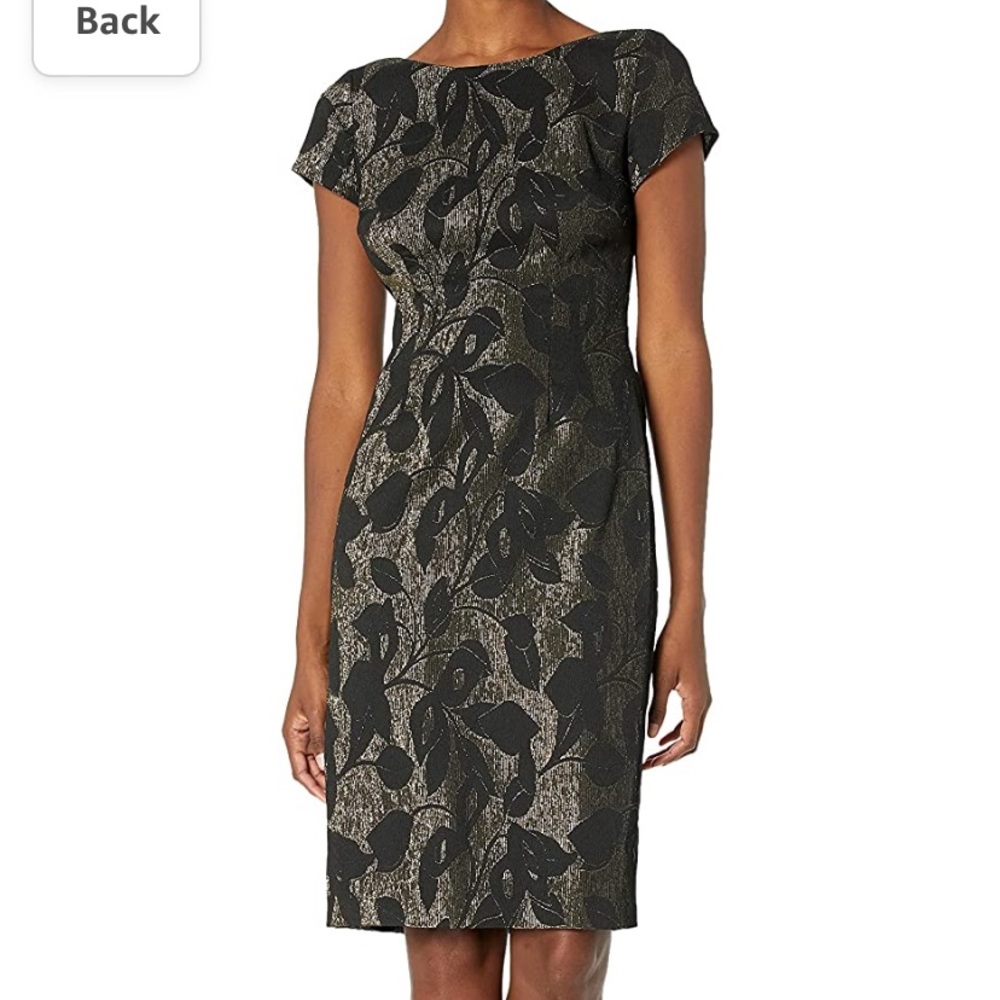 Adrianna Papell Metallic Jacquard floral Sheath Dress